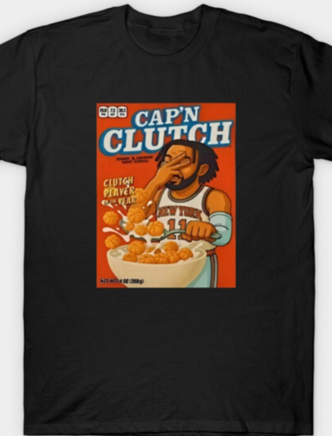 Knicks "Captain Clutch" Jalen Brunson Cereal Box T-Shirt