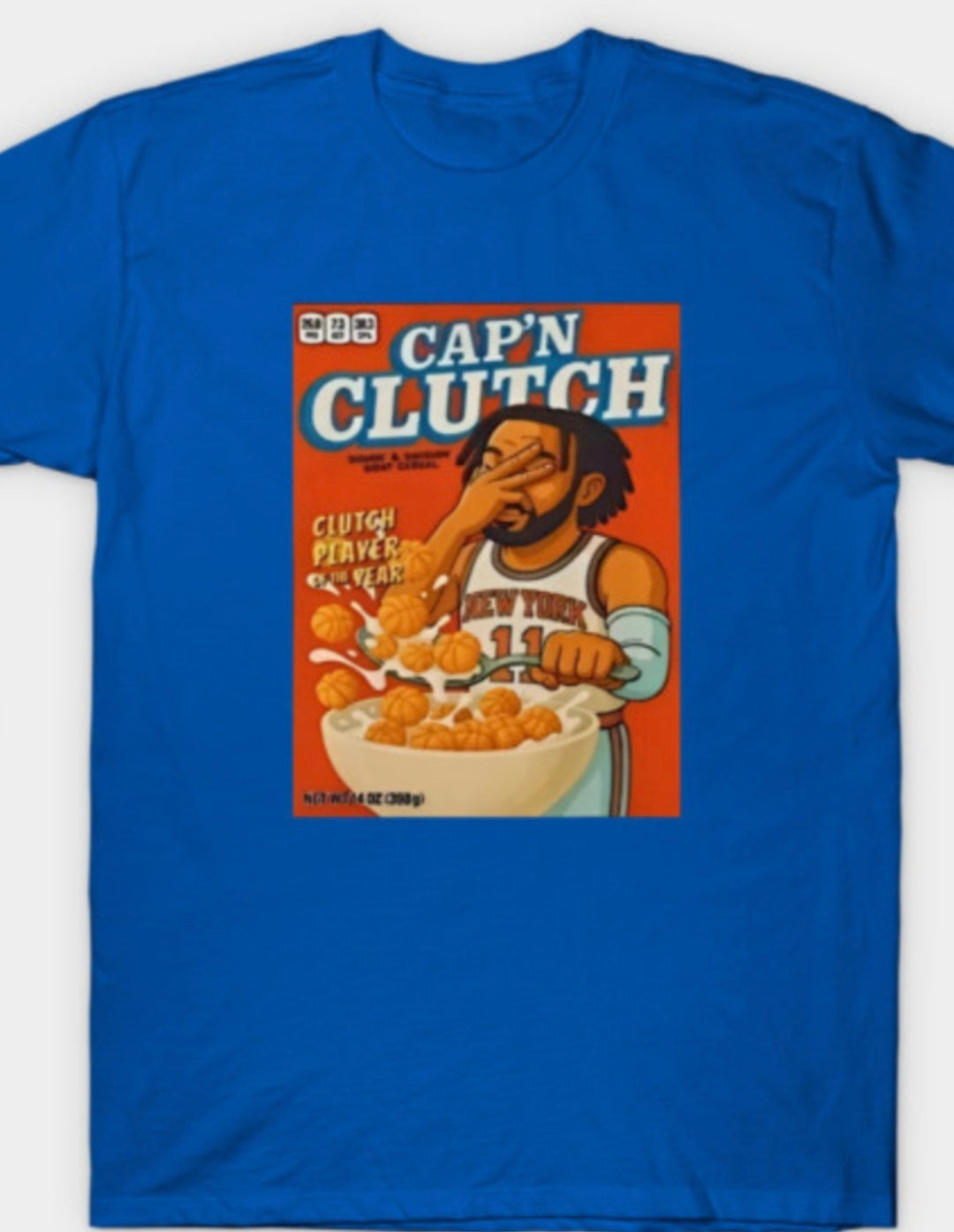 Knicks "Captain Clutch" Jalen Brunson Cereal Box T-Shirt
