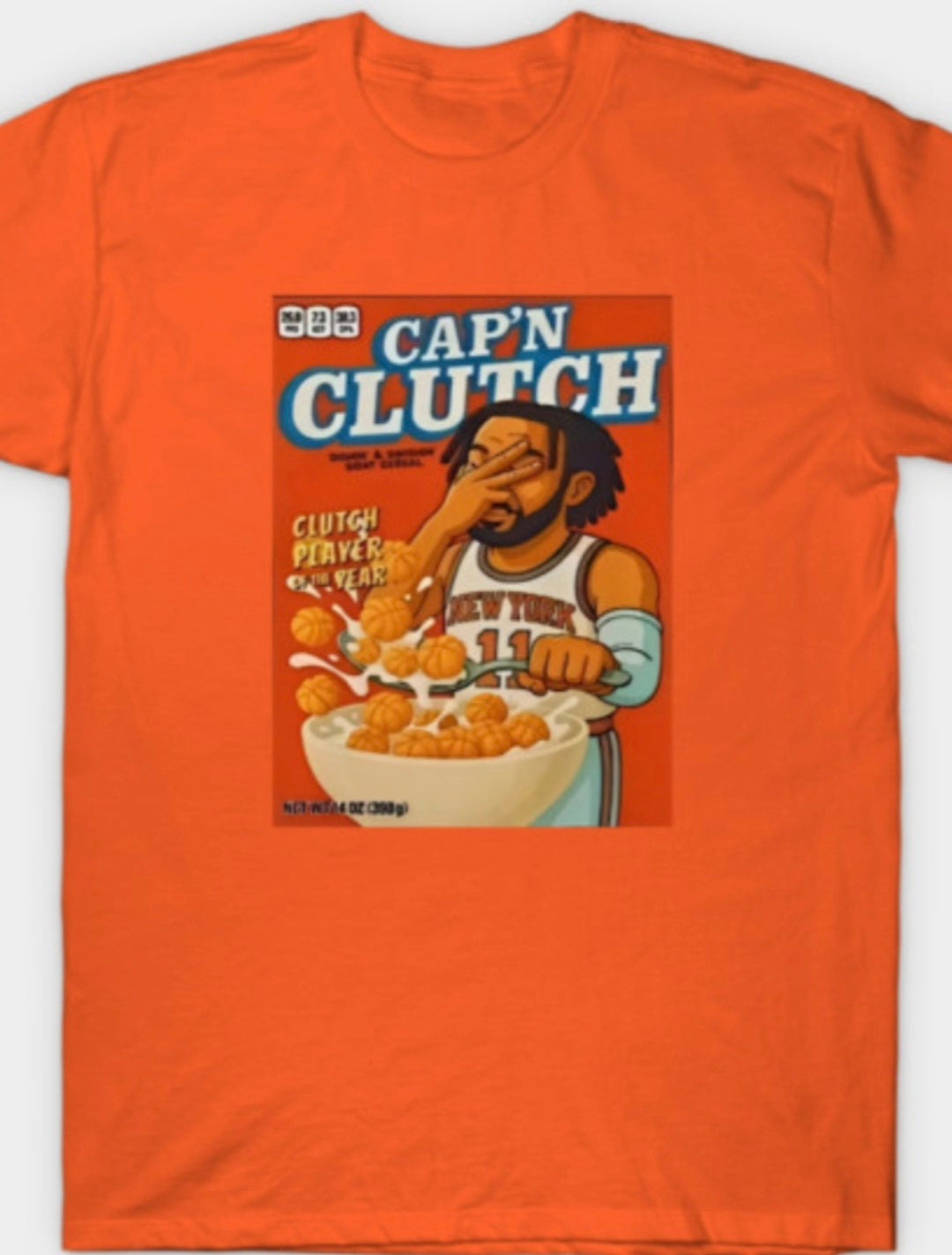 Knicks "Captain Clutch" Jalen Brunson Cereal Box T-Shirt