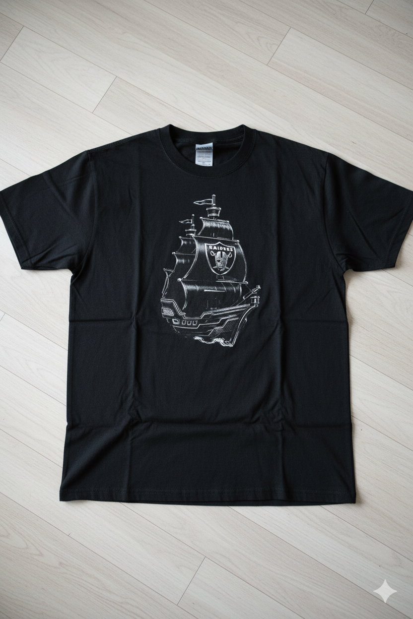 Oakland Raiders Pirate Ship T-Shirt.