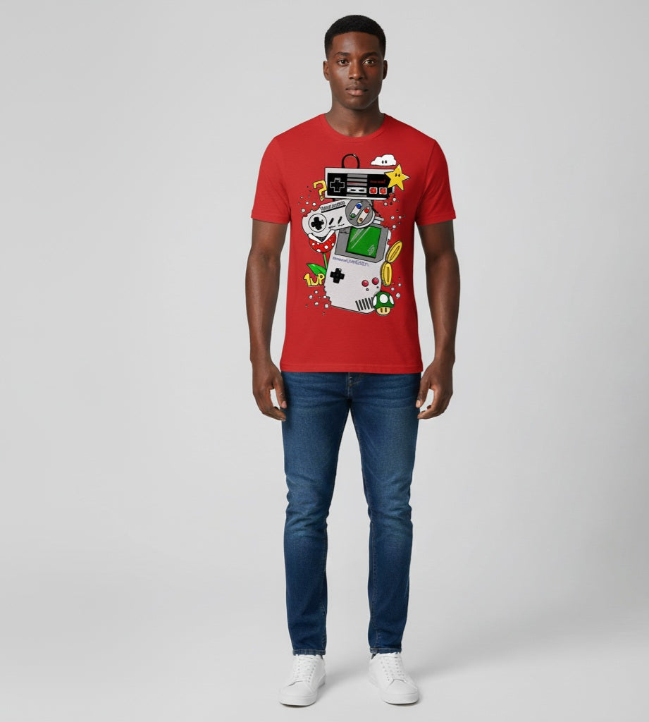 Vintage Mario Mashup Black T-Shirt