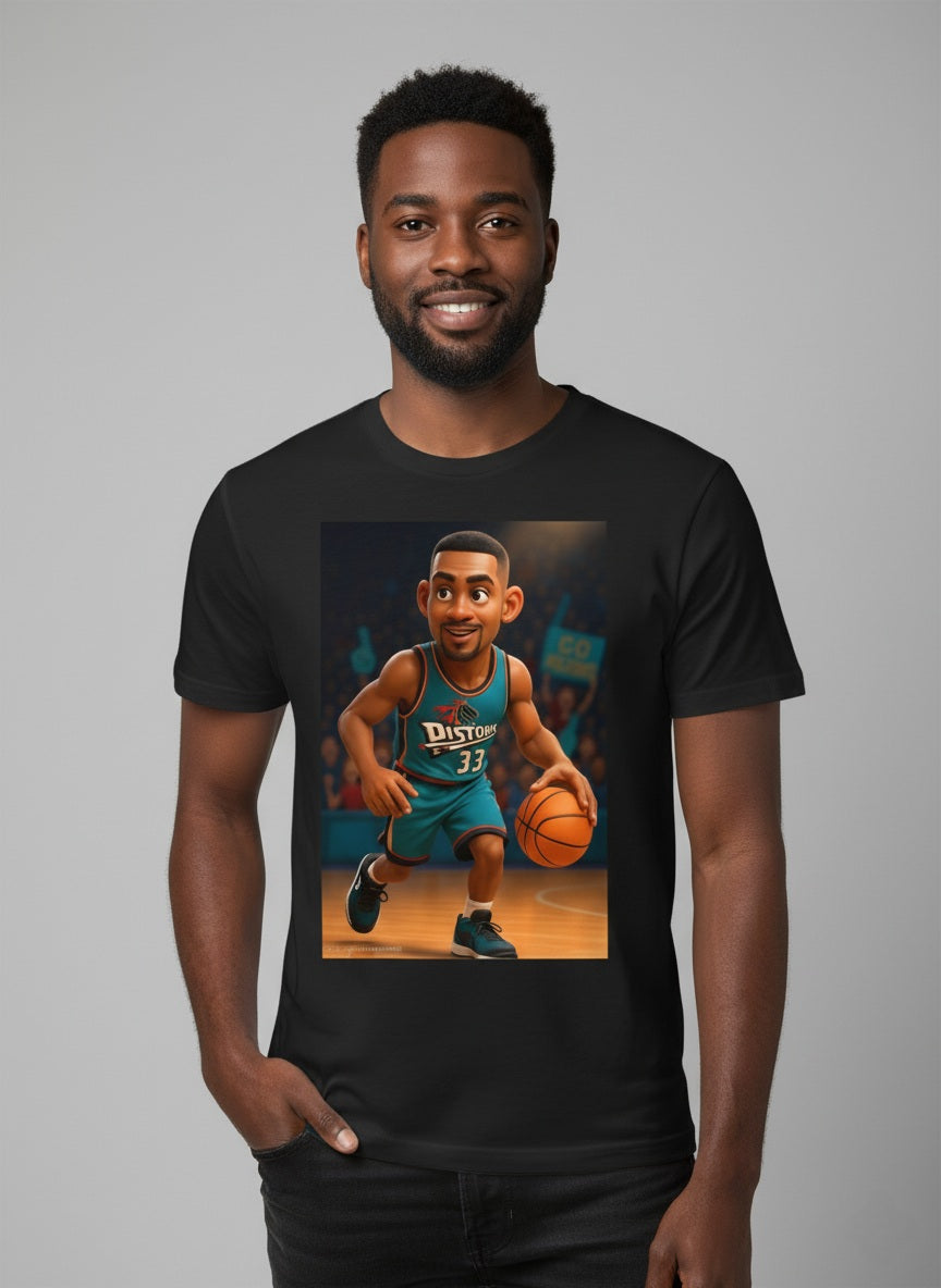 Cartoon Grant Hill #33 Detroit Pistons T-Shirt