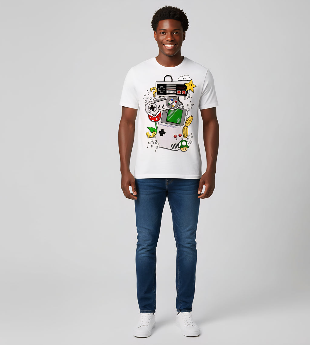 Vintage Mario Mashup Black T-Shirt