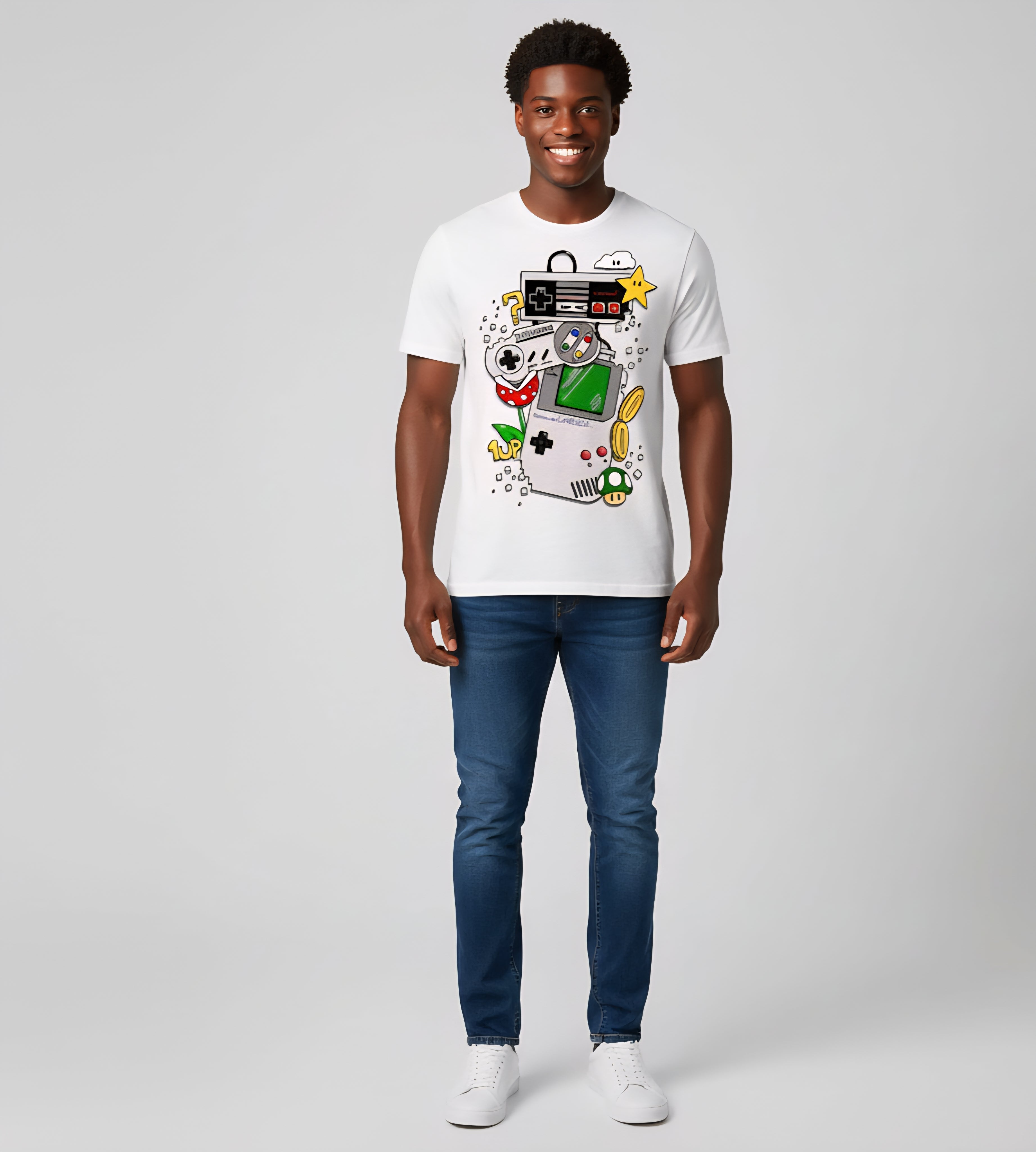 Vintage Mario Mashup Black T-Shirt
