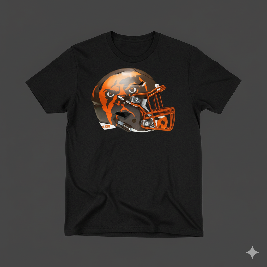 Browns Football Helmet with Dog Face T-Shirt