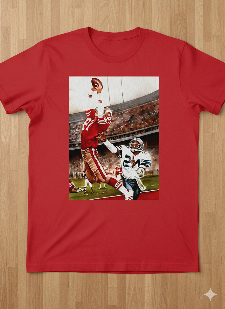 Iconic NFL Moment: San Francisco 49ers "The Catch" T-Shirt (Highlights the historical significance)