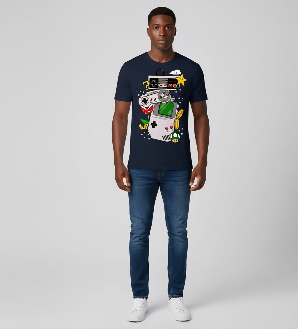 Vintage Mario Mashup Black T-Shirt