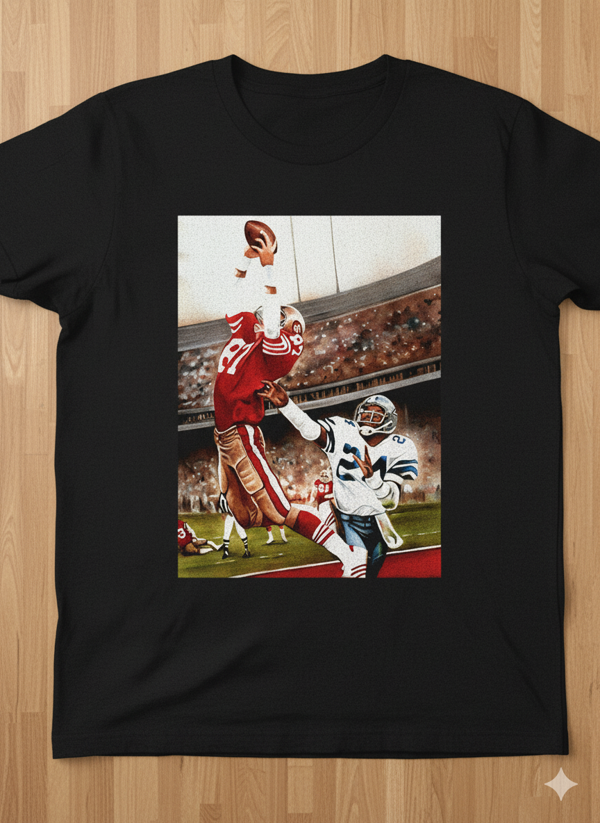 Iconic NFL Moment: San Francisco 49ers "The Catch" T-Shirt (Highlights the historical significance)