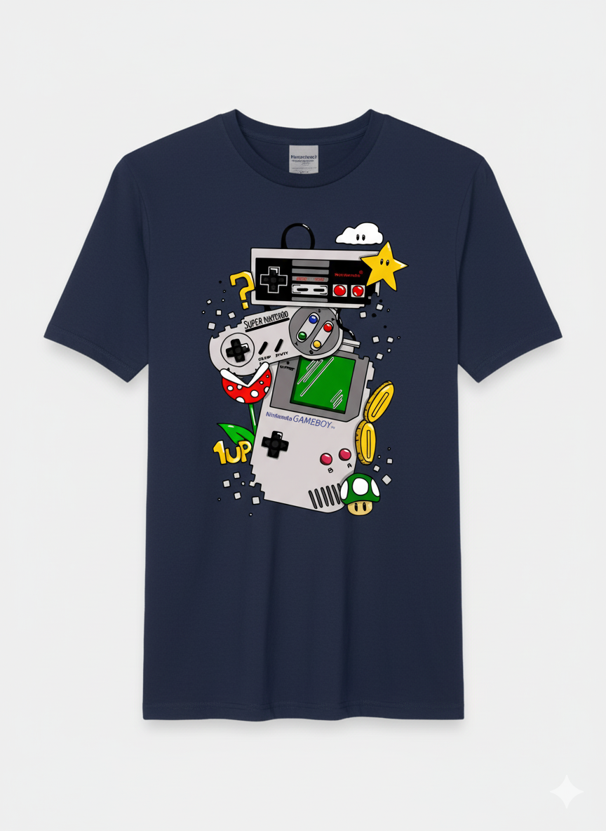 Vintage Mario Mashup Black T-Shirt