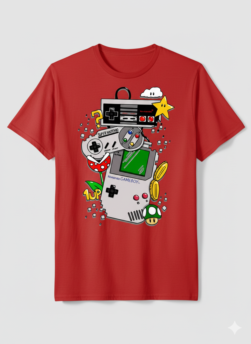 Vintage Mario Mashup Black T-Shirt