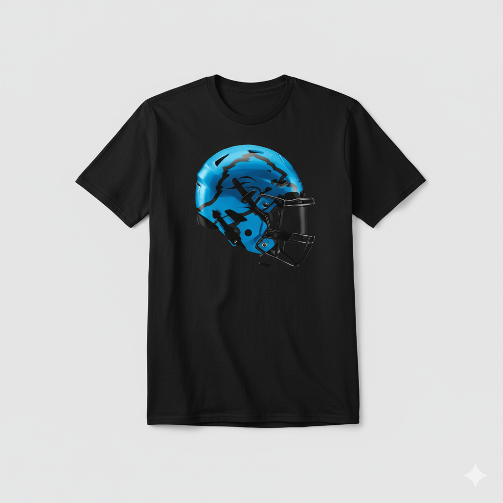 Lions Blue Football Helmet T-Shirt