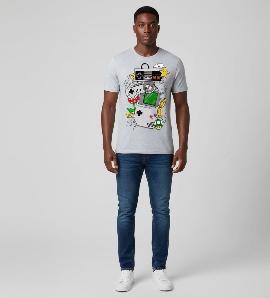 Vintage Mario Mashup Black T-Shirt