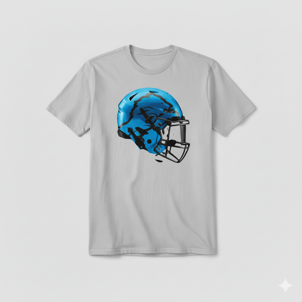 Lions Blue Football Helmet T-Shirt