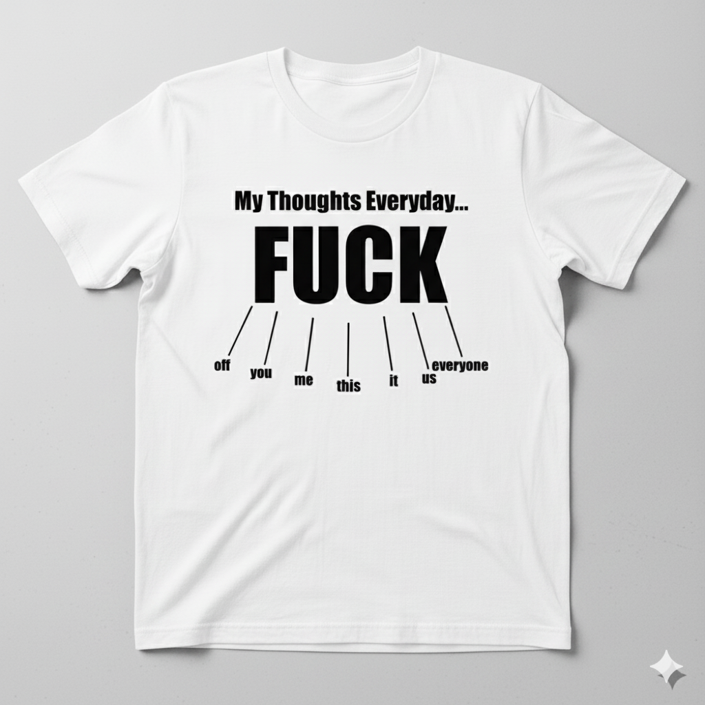 F*ck Off You Me This It Us Everyone - Funny Sarcastic Tee - Highlights the humor and lists the words.