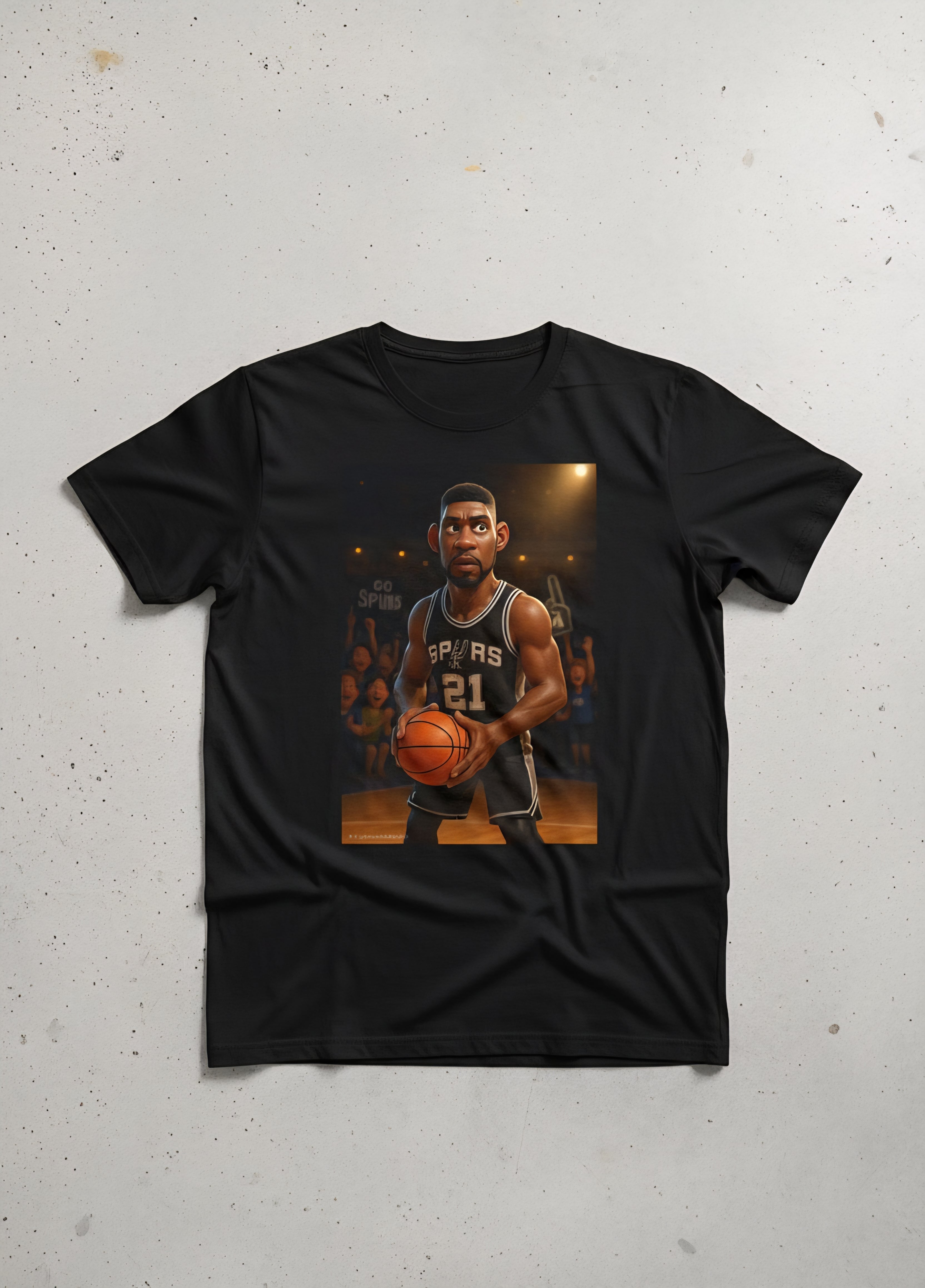 San Antonio Spurs Tim Duncan Cartoon Basketball Player T-Shirt