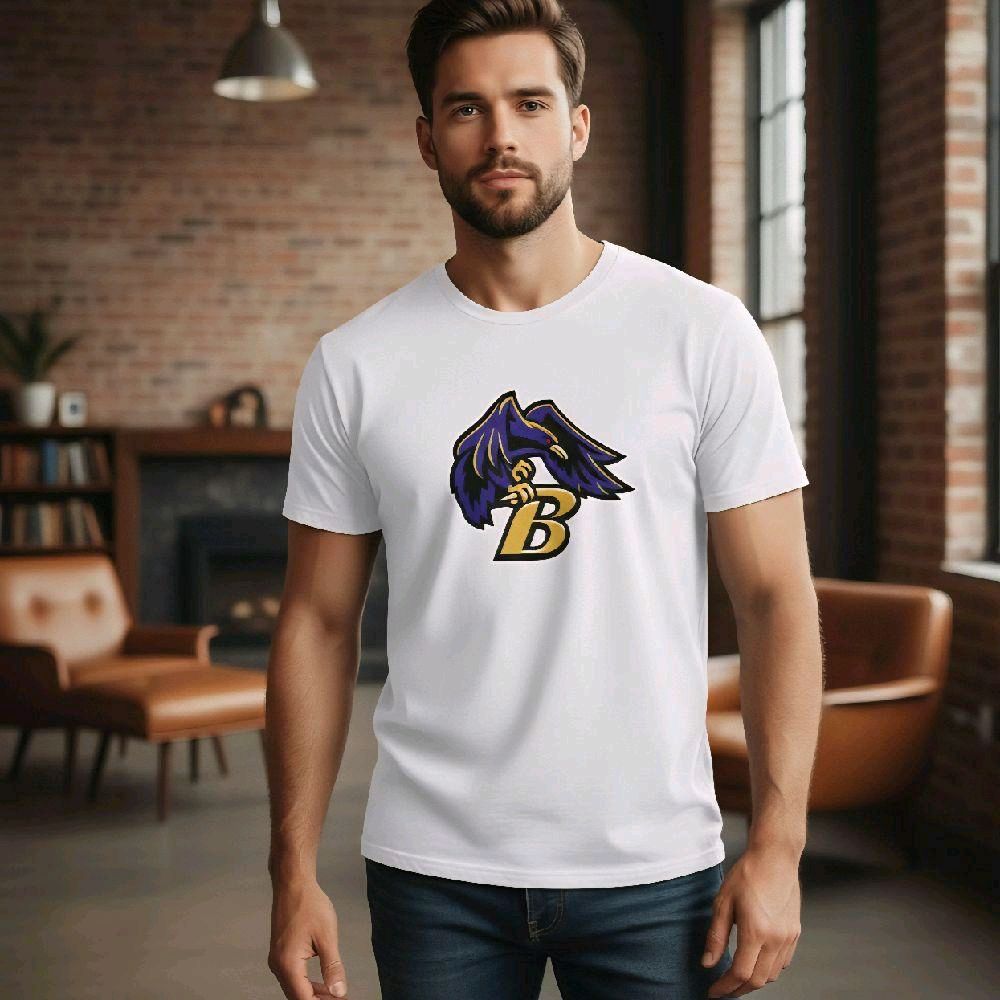 Purple Baltimore Ravens Mascot with Gold Letter B T-Shirt