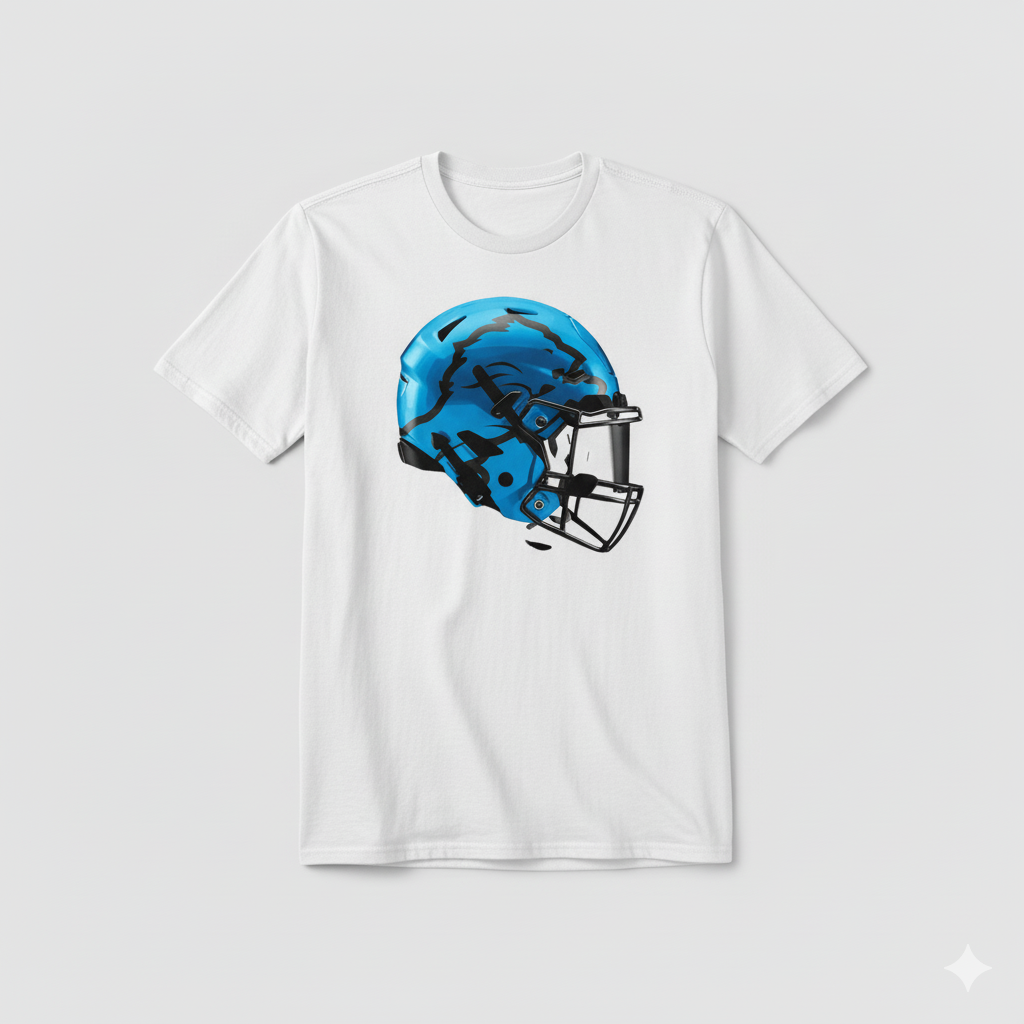 Lions Blue Football Helmet T-Shirt