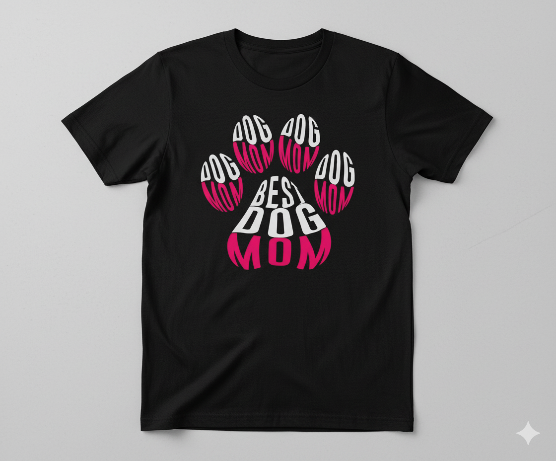 Best Dog Mom Paw Print T-Shirt