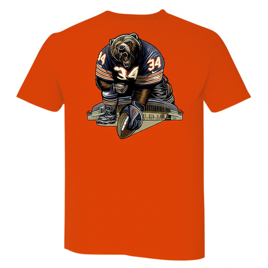 Grizzly Gridiron Chicago Bear Football Player TShirt Detailed Graphic Tee.