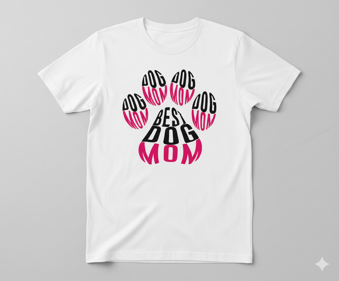Best Dog Mom Paw Print T-Shirt