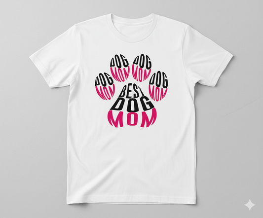 Best Dog Mom Paw Print T-Shirt