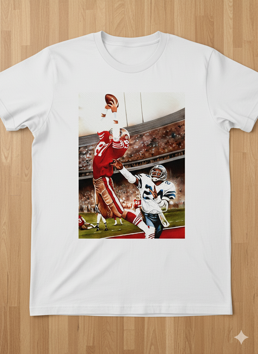 Iconic NFL Moment: San Francisco 49ers "The Catch" T-Shirt (Highlights the historical significance)