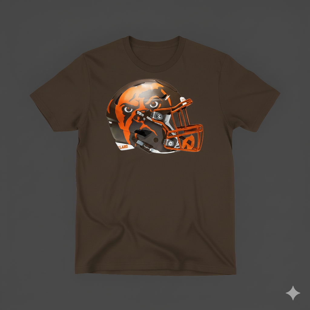 Browns Football Helmet with Dog Face T-Shirt