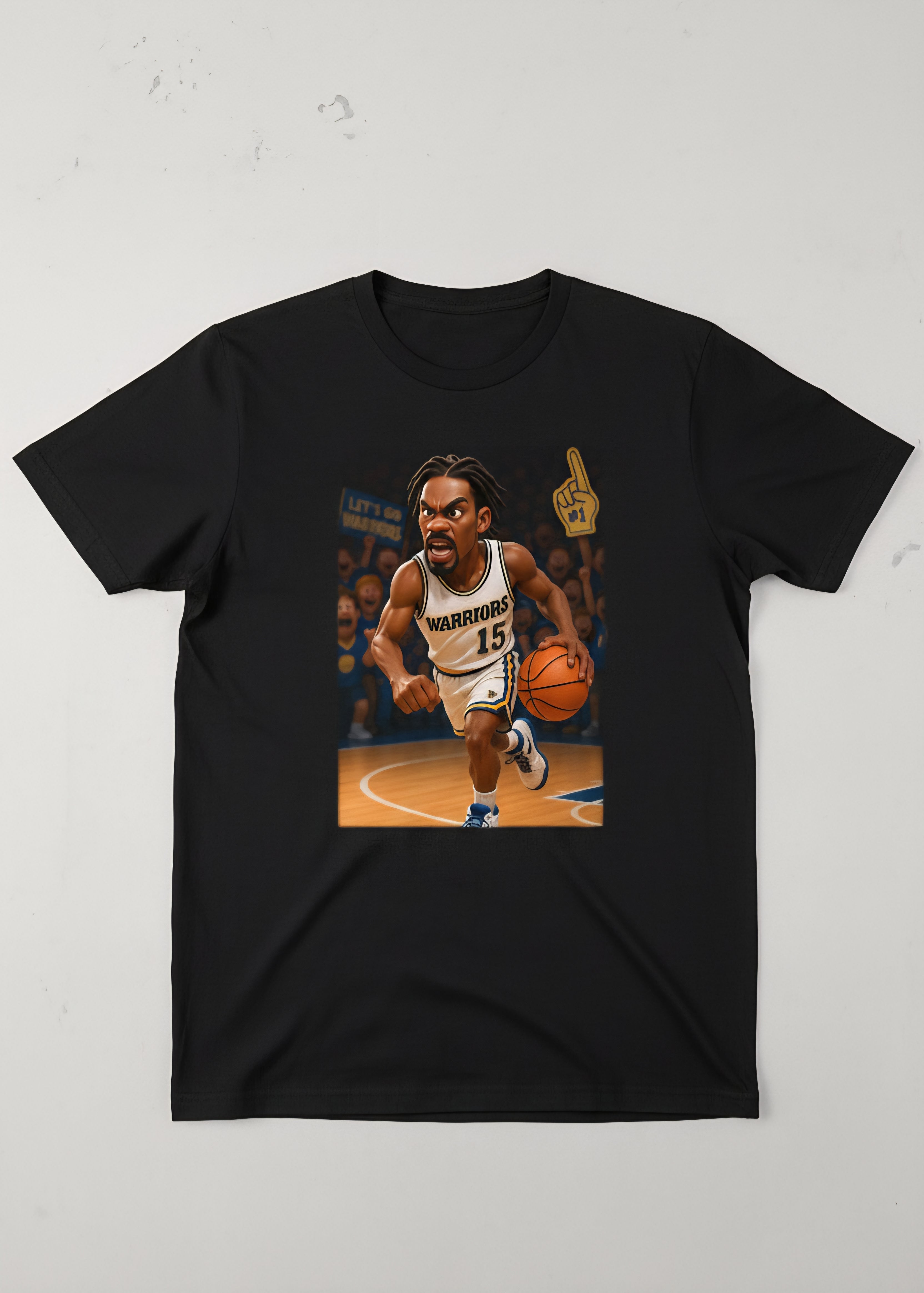 Vintage Style Latrell Sprewell #15 (or confirm number) Caricature Basketball T-Shirt