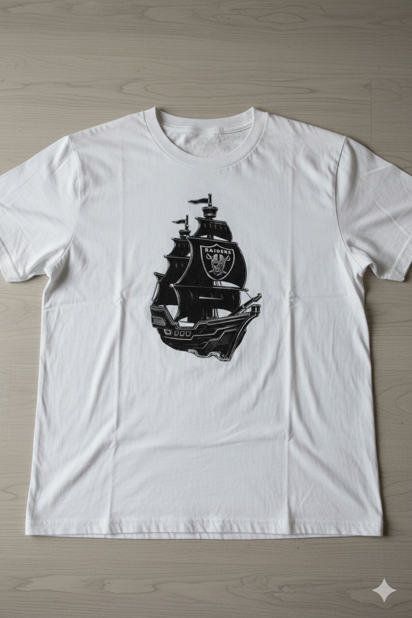Oakland Raiders Pirate Ship T-Shirt.
