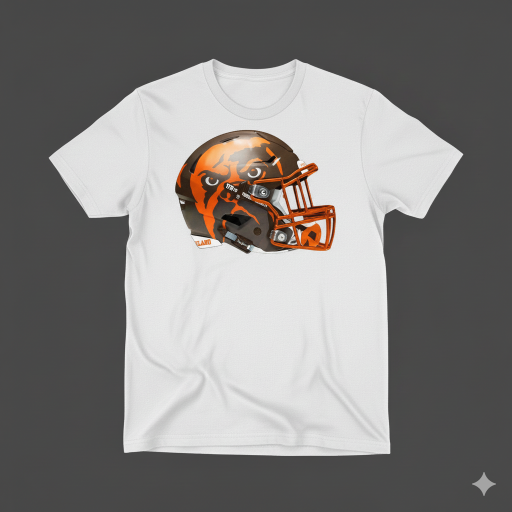 Browns Football Helmet with Dog Face T-Shirt