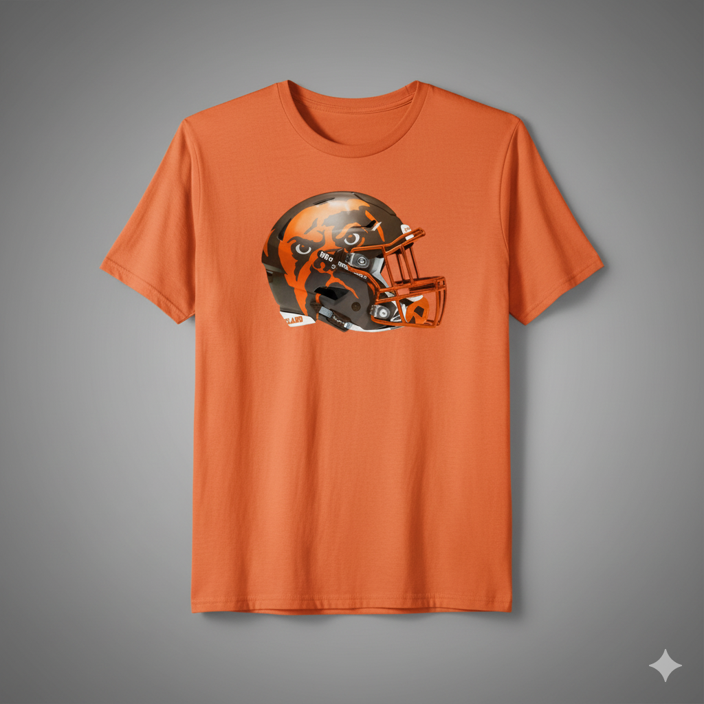 Browns Football Helmet with Dog Face T-Shirt